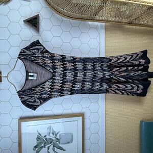 chinese dress ladies BCBGMaxazria Size 10 Dalia Black and Nude Lace Dress – FABULUX